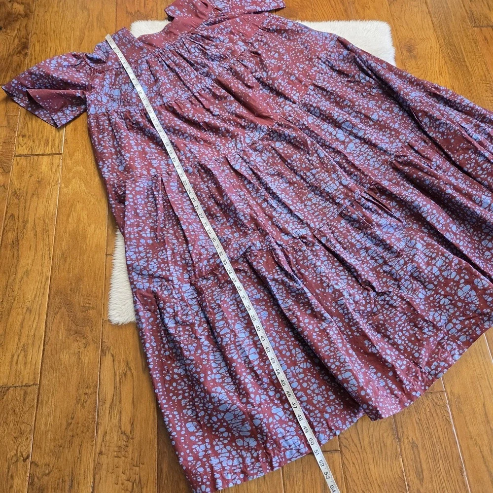 ODILE JACOBS Flounce Dress One Size Puff Sleeve Kaftan 100% Cotton